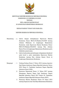 Keputusan Menteri Kesehatan Republik Indonesia Nomor HK 01.07/MENKES/210/2020 Tentang Peta Jabatan Kantor Pusat Di Lingkungan Kementerian Kesehatan